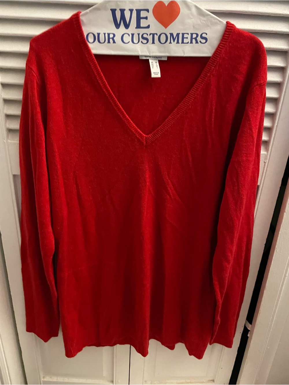 Denim & Co. Red V-Neck Women's sweater blouse